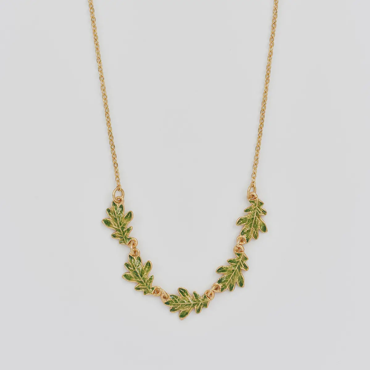 Oak Leaf Enamel Necklace