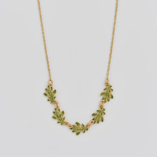 Oak Leaf Enamel Necklace