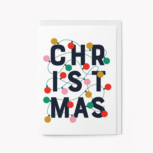 Christmas Lights Typography Card