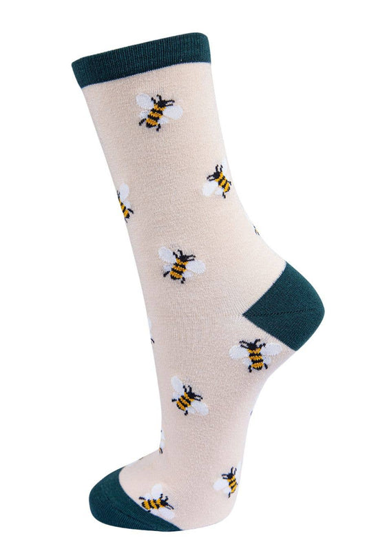 Cream Busy Bee Bamboo Socks