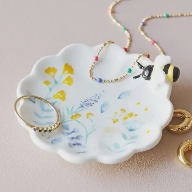 Floral Bee Trinket Dish