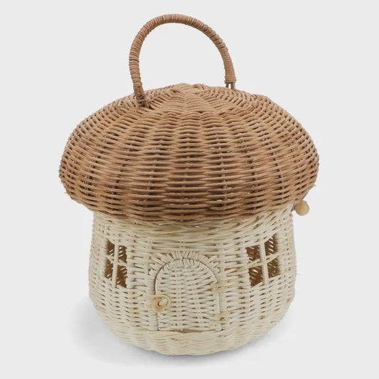 Rattan Mushroom Fairy House Basket