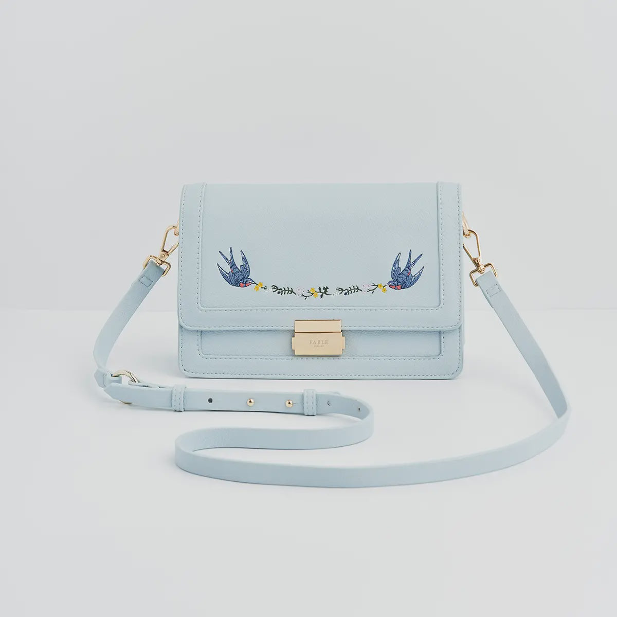Blue Bird Embroidered Crossbody Bag