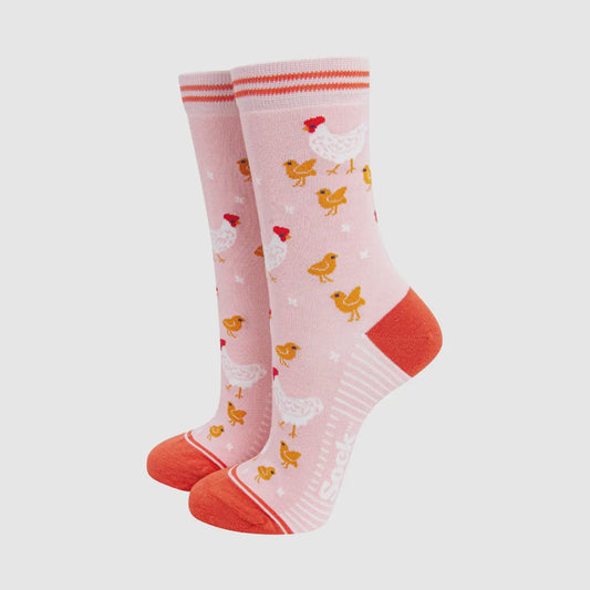 Pink Hens and Chicks Socks