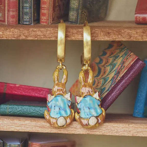 Peter Rabbit Reading Huggy Hoop Earrings