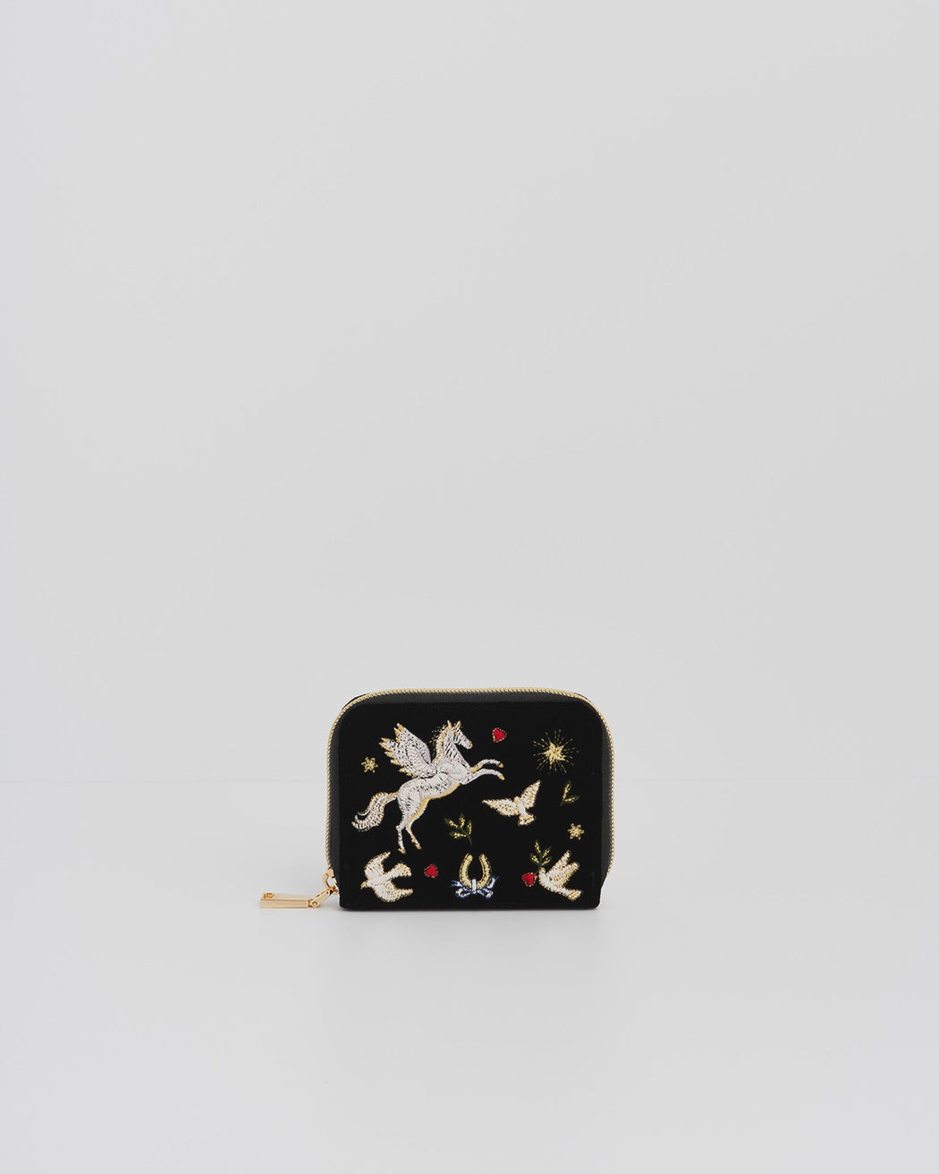 Black Celestial Velvet Embroidered Purse