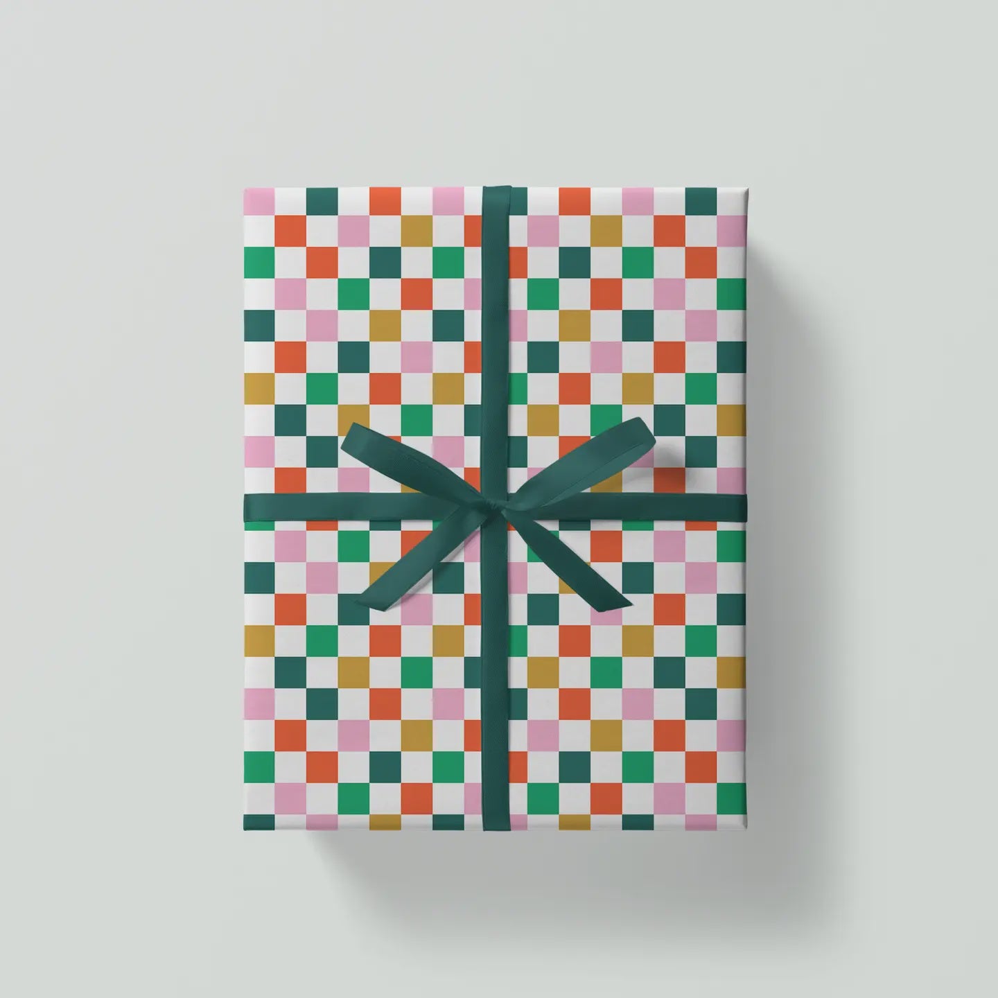 Pink and Green Checkered Gift Wrap Sheet