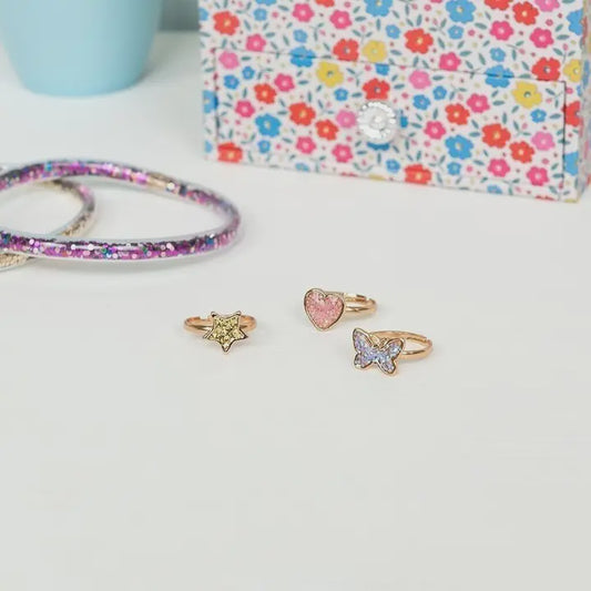 Fairies in the Garden Set of 3 Glitter Rings