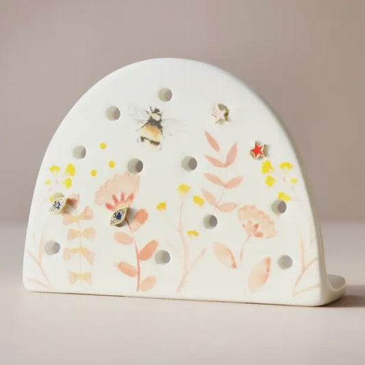 Floral Bee Ceramic Earring Holder