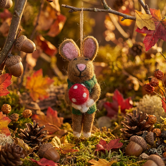 Hand Felted Roberta the Rabbit Toadstool Decoration