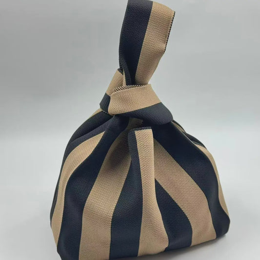 Classic Stripe Brown and Black Knitted Tote Bag
