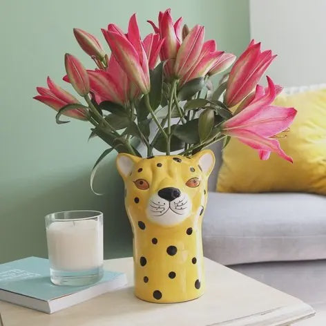 Ceramic Leopard Head Vase - Podarok