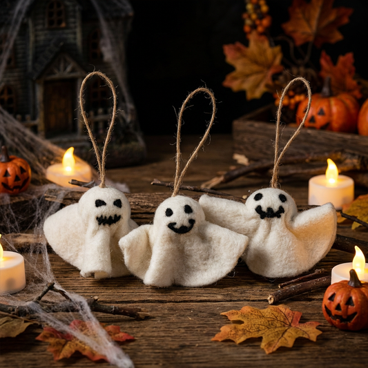 Hand Felted Ghastly Ghost Halloween Decoration