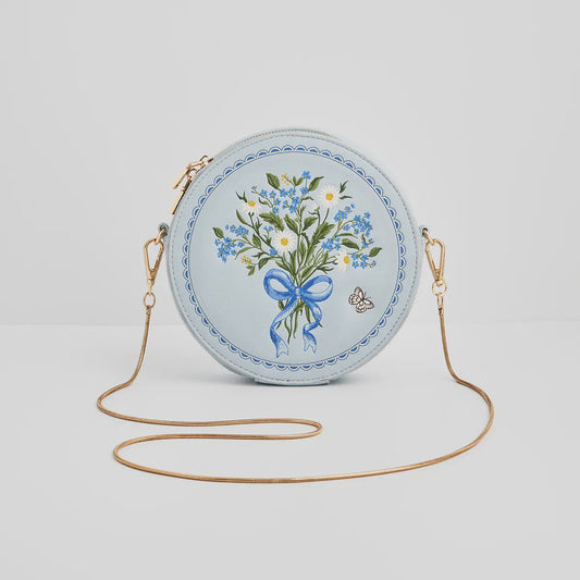 Forget-Me-Not Posie Embroidered Circle Bag