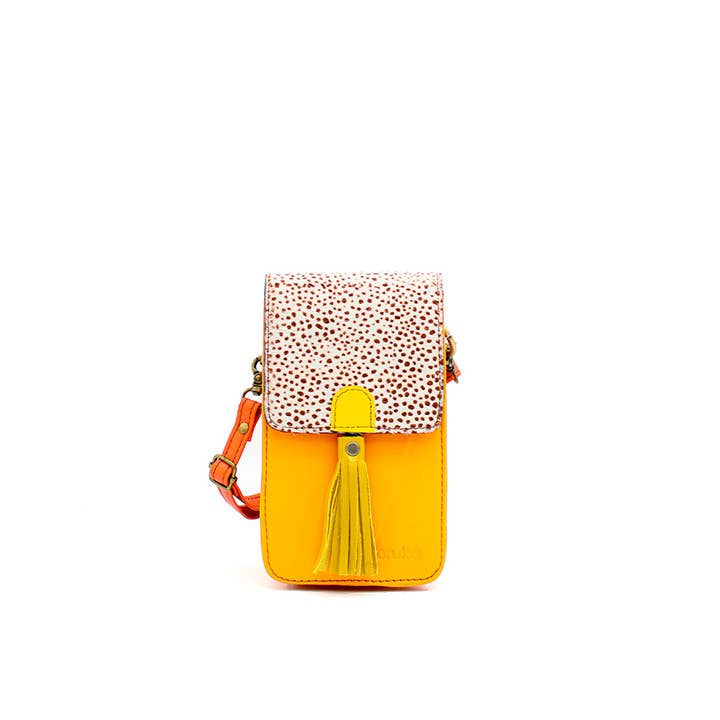 Gia Leather Phone Bag Orange/Yellow