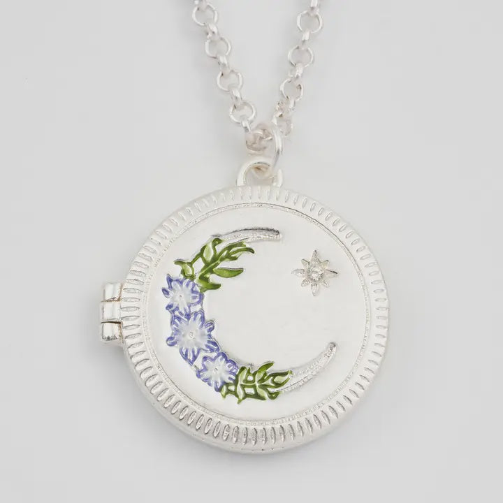 Nightshade Moon Silver Locket Necklace