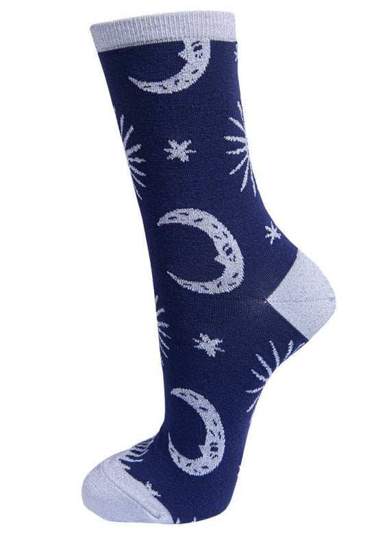 Blue and Silver Celestial Bamboo Socks