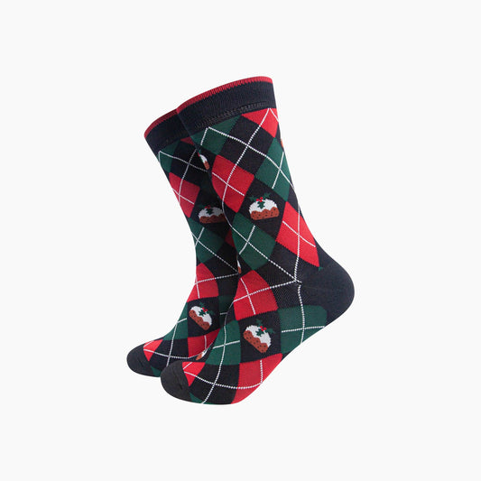 Men's Christmas Pudding Argyle Socks