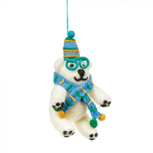 Felt So Good Cosmo the Polar Bear Hanging Decoration