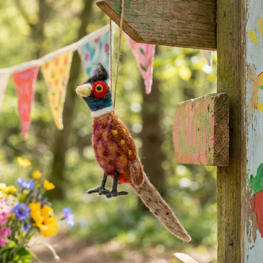 Hand Felted Philippa the Pheasant Hanging Dec