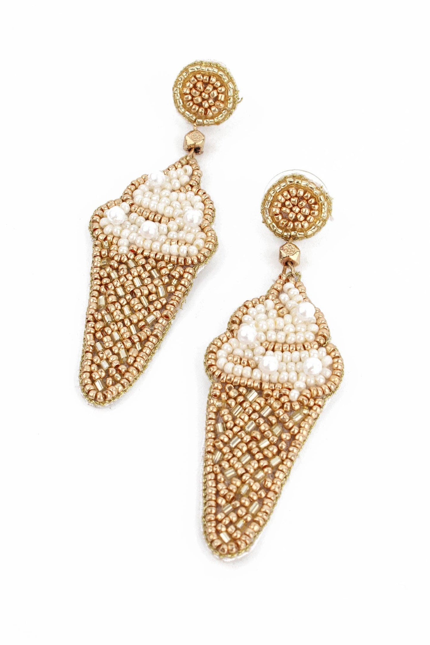 Hand Beaded Pearly Ice Cream Earrings