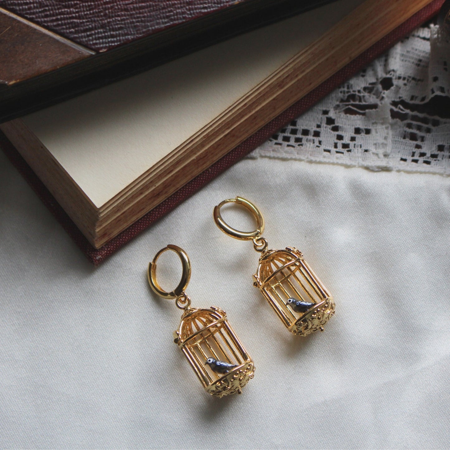 Jane Eyre Gold Birdcage Earrings