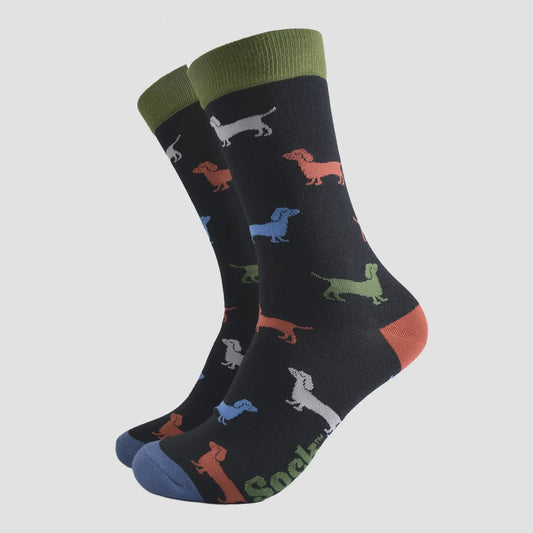 Men's Black Sausage Dog Socks
