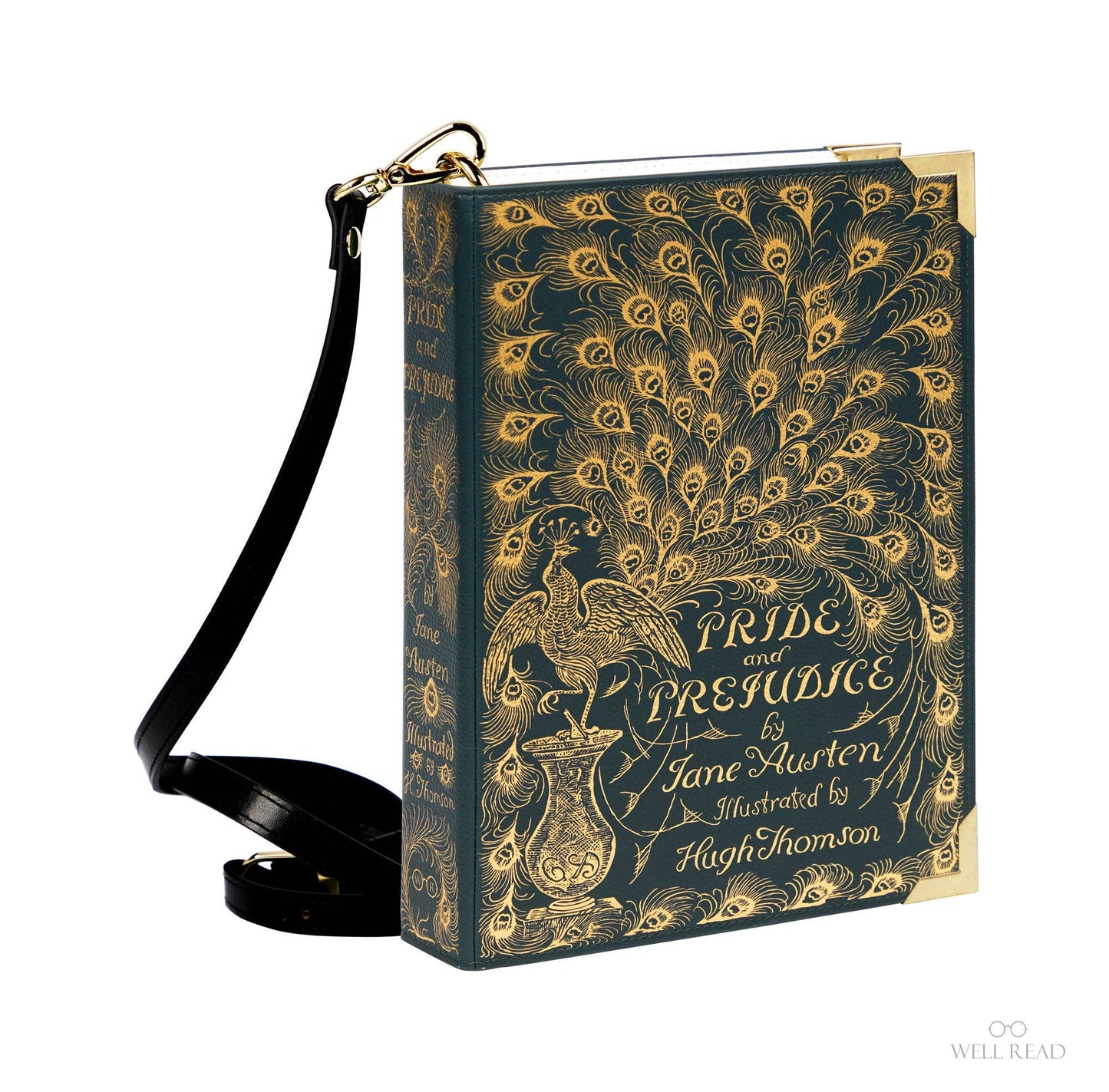 Pride and Prejudice Foiled Green Crossbody Bag  Small