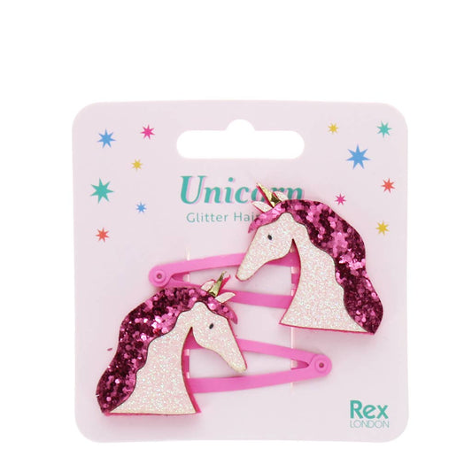 Unicorn Glitter Hair Clips