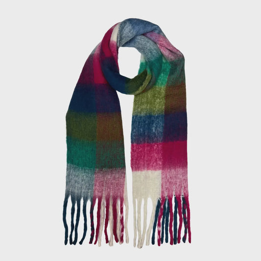 Teal Soft Checked Blanket Scarf