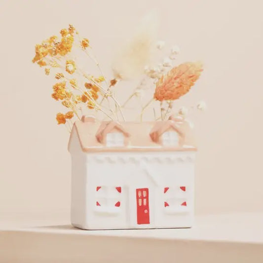 Tiny Ceramic House Bud Vase