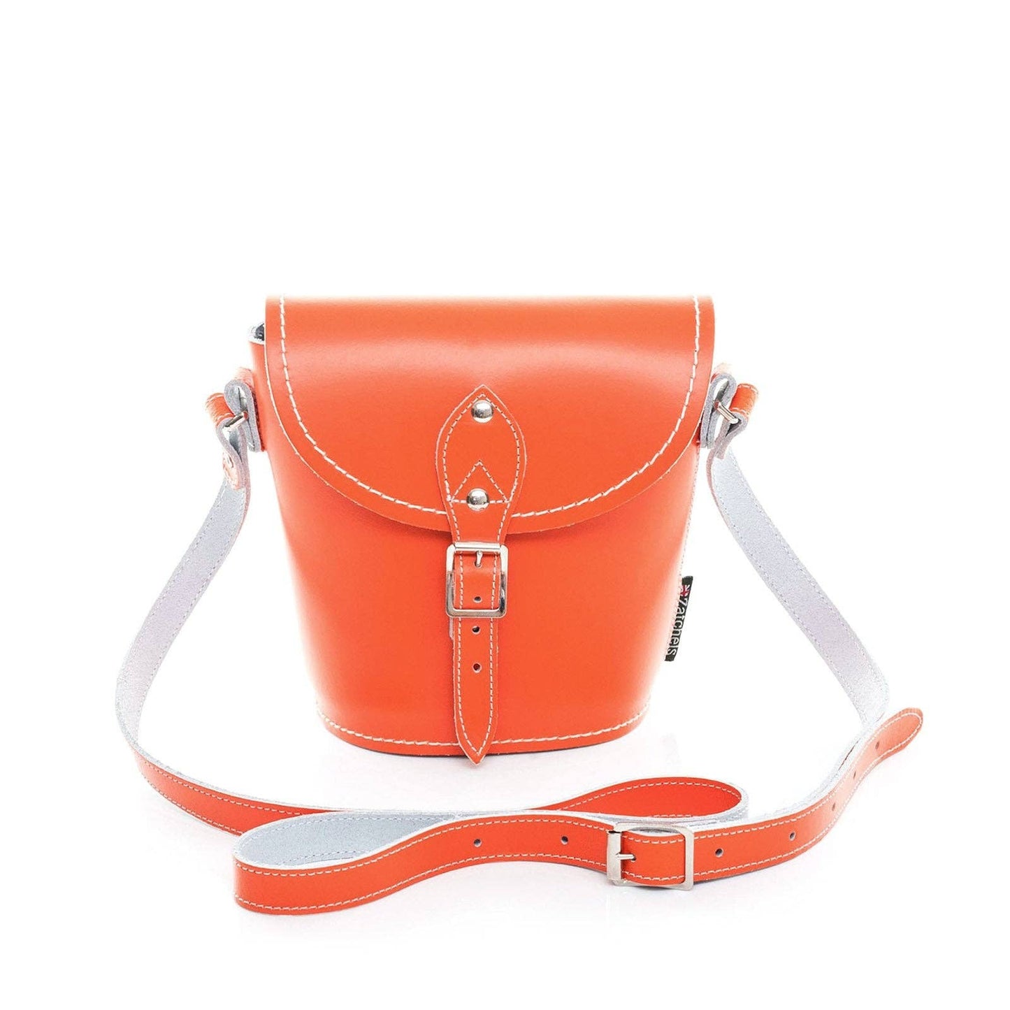 Handmade Leather Barrel Bag Orange