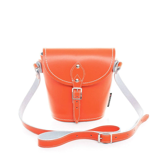 Handmade Leather Barrel Bag Orange
