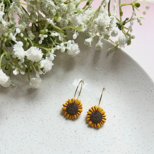Sunflower Hoop Earrings