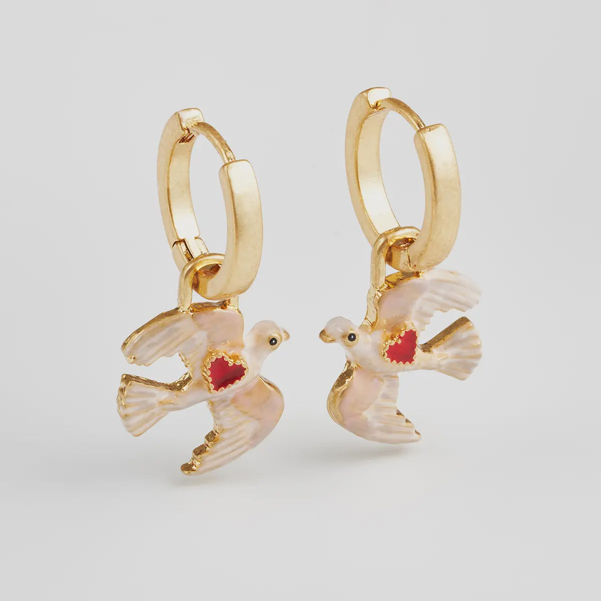 Heart Dove Huggie Earrings