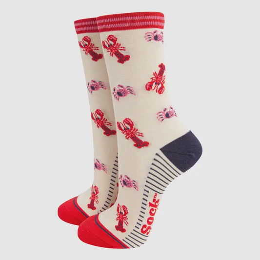 Cream Lobster and Crab Socks