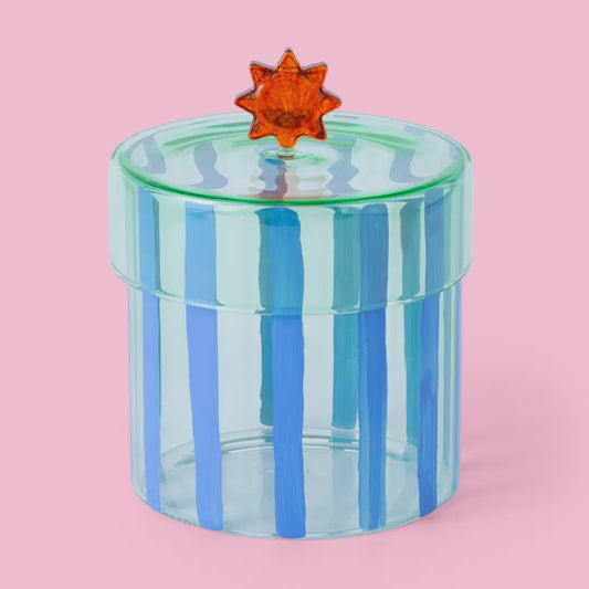 Small Star Striped Storage Jar