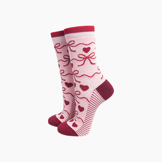 Pink Hearts and Bows Socks