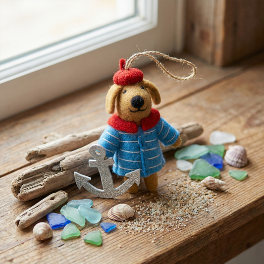 Hand Felted Davey Sailor Dog Hanging Decoration