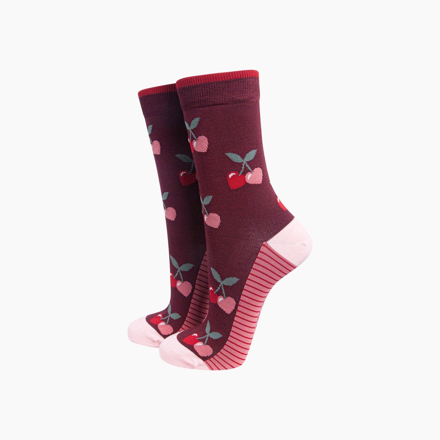 Burgundy Heart Cherry Socks