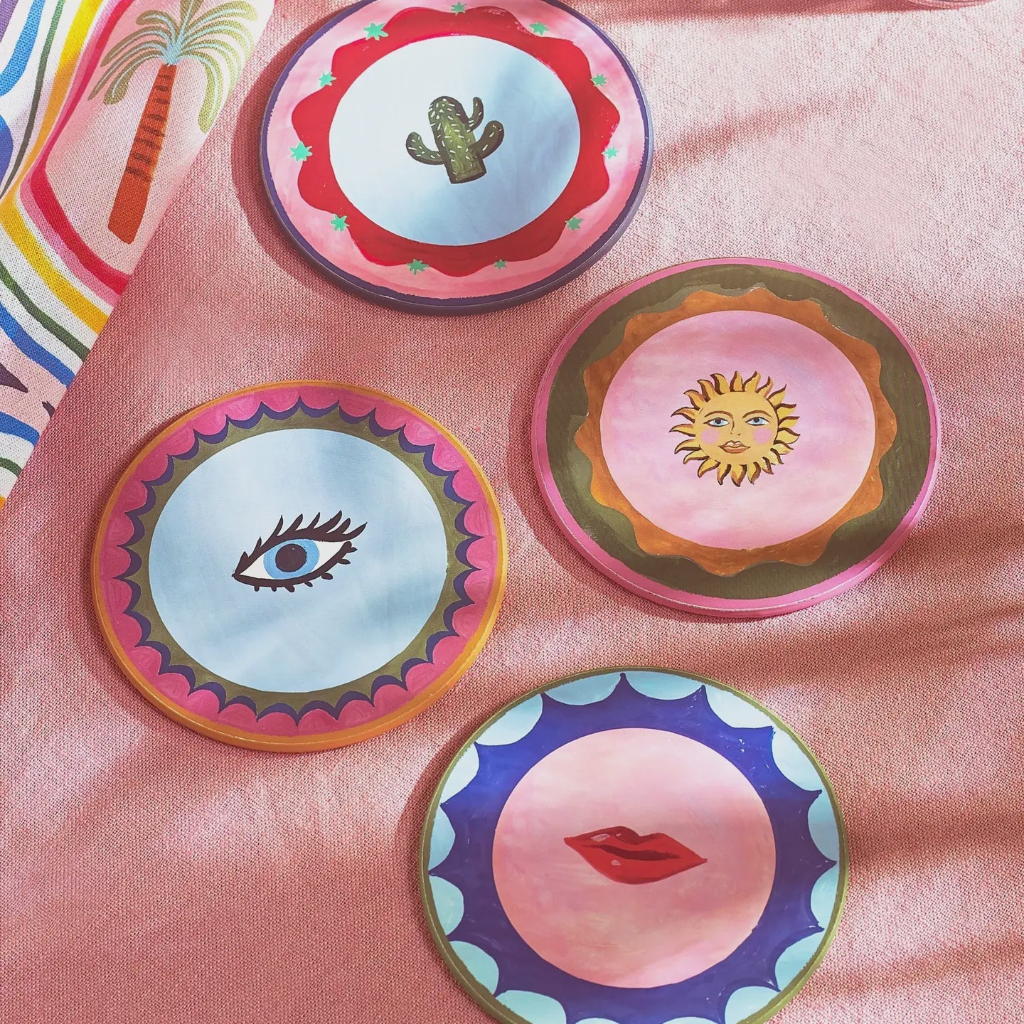 Set of 4 Electric Coast Icon Corked Coasters