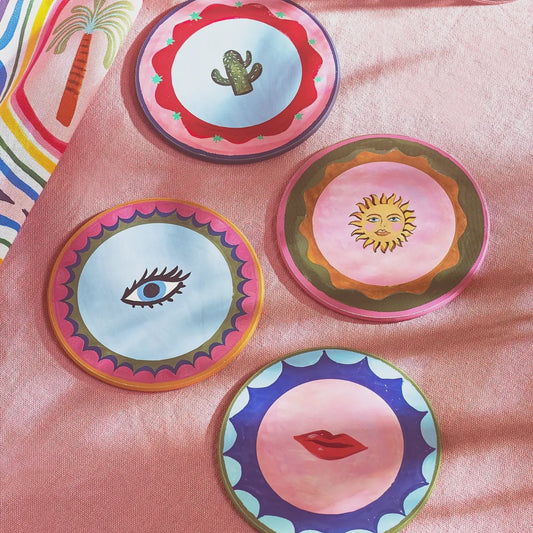 Set of 4 Electric Coast Icon Corked Coasters