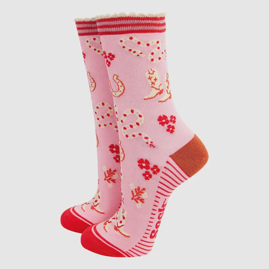 Pink Snake In My Boots Western Socks - Podarok