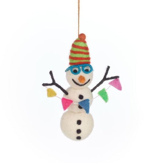 Hand Felted Benedict The Snowman Hanging Decoration