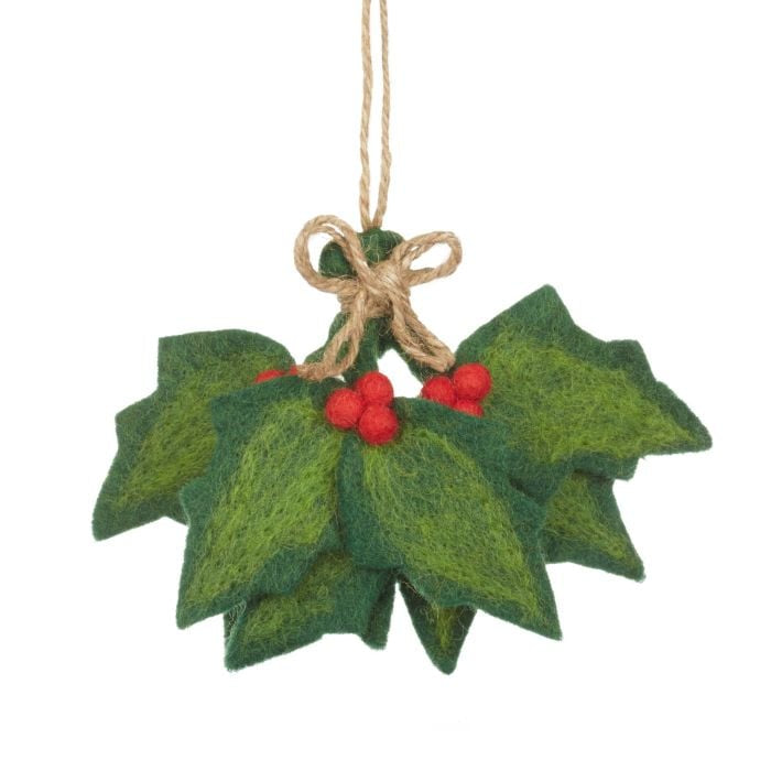 Hand Felted Holly Spring Hanging Decoration