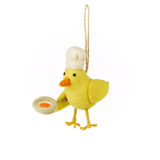 Hand Felted Chick Norris Hanging Decoration
