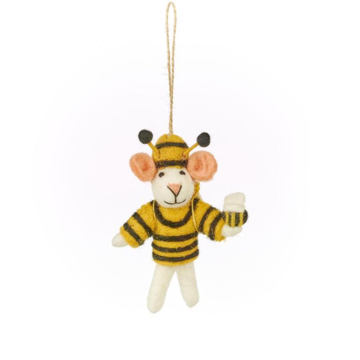 Hand Felted Deb-Bee The Mouse Hanging Decoration