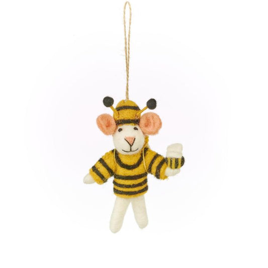 Hand Felted Deb-Bee The Mouse Hanging Decoration