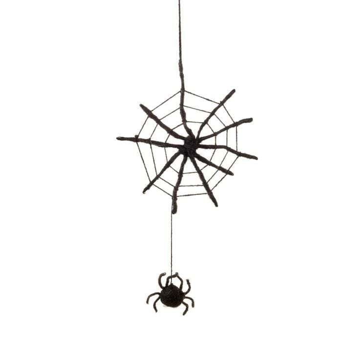 Hand Felted Spooky Spiderweb Hanging Decoration