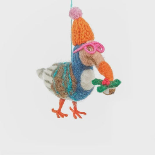 Hand Felted Festive Dodo Hanging Decoration - Podarok